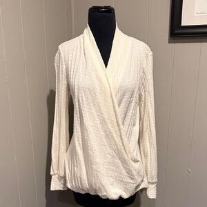 Maeve Anthropologie Women XS Off White Cream V-Neck Wrap Long Sleeve Sweater